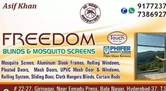 Roman Blinds Dealers in Hyderabad  : Freedom Blinds and Mosquito Screens in Balanagar
