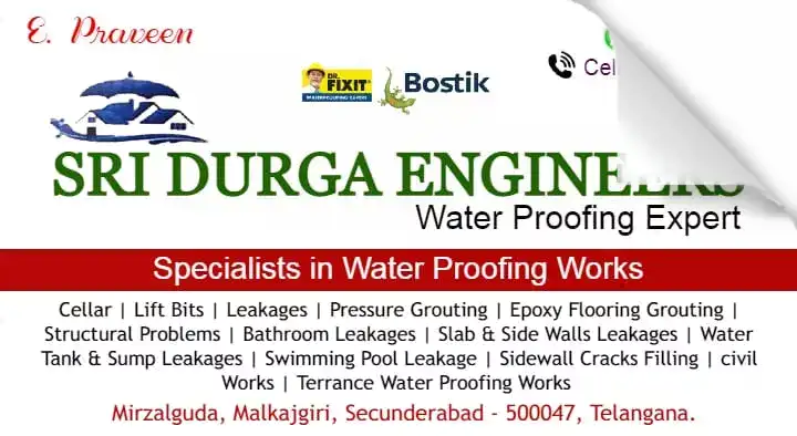 Terrace Leakage Waterproofing Works in Hyderabad  : Sri Durga Engineers Water Proofing Expert in Secunderabad