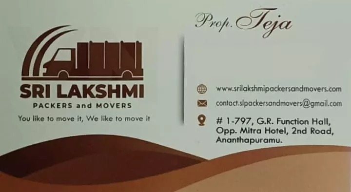 Sri Lakshmi Packers and Movers in GR Function Hall, Anantapur
