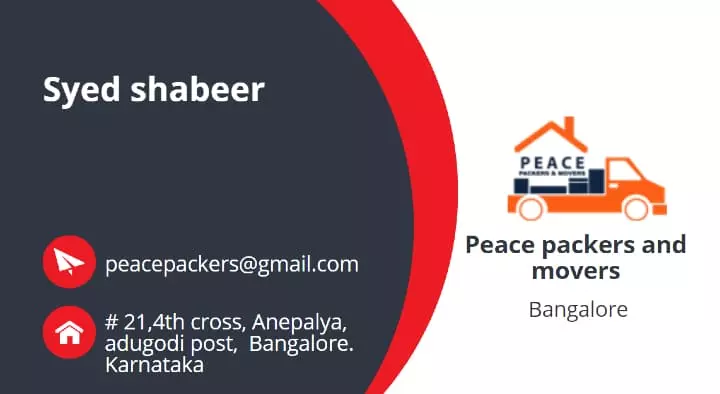 Peace packers and movers in Adugodi, Bengaluru