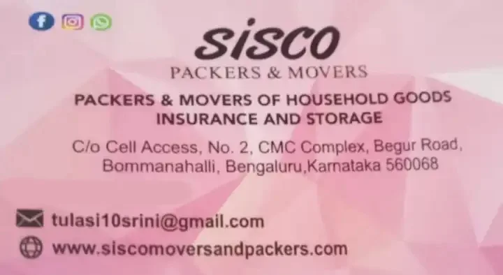 Sisco Packers and Movers in Bommanahalli, Bengaluru