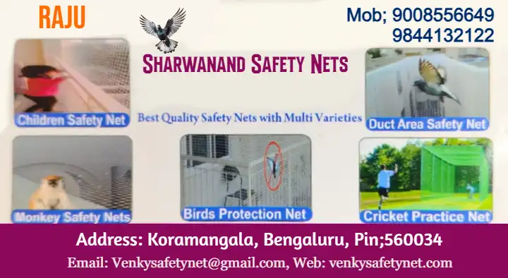 Monkey Safety Net Dealers in Bengaluru (Bangalore) : Sharwanand Safety Nets in Koramangala