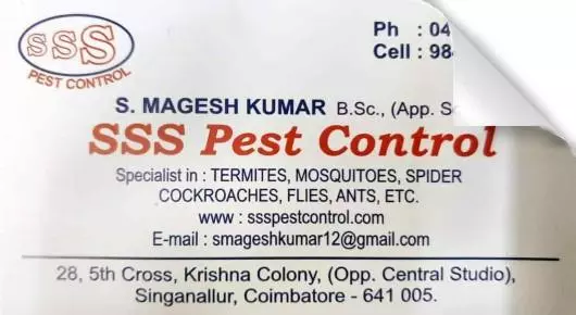 Pest Control Services in Coimbatore  : SSS Pest Control in Singanallur