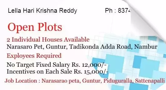 Open Plots in Guntur  : Lella Hari Krishna Reddy in Narasaraopet