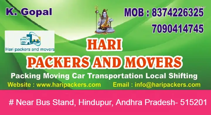 packers and movers in Hindupur : Hari Packers and Movers in Bus Stand