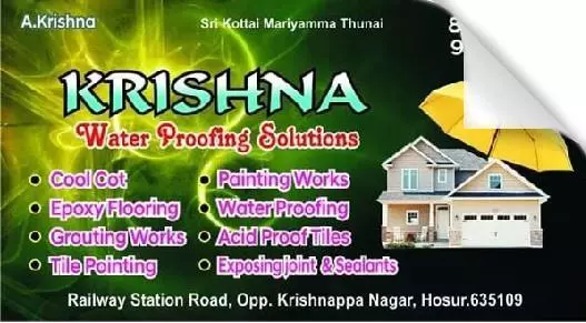 Waterproofing Contractors in Hosur  : Krishna Water Proofing Solutions in Railway Station Road