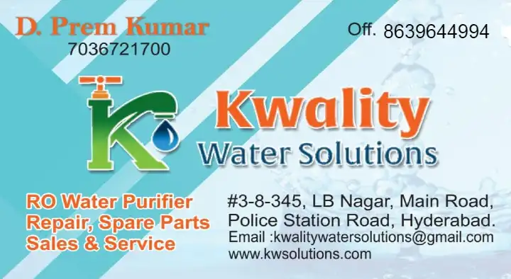 Kwality Water Solutions in LB Nagar, Hyderabad