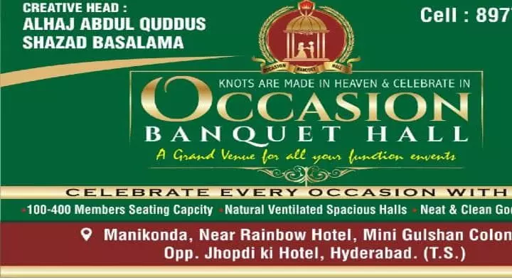 Event Organisers in Hyderabad  : Occasion Banquet Hall in Manikonda