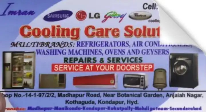 Front Load Washing Machine Repair Service in Hyderabad  : Cooling Care Solution in Kondapur