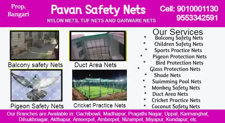 anti bird protection safety net dealers in Hyderabad : Pavan Safety Nets in Ameerpet