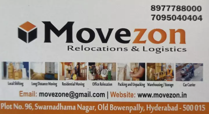 Mini Van And Truck On Rent in Hyderabad  : Movezon Relocations and Logistics in Old Bowenpally