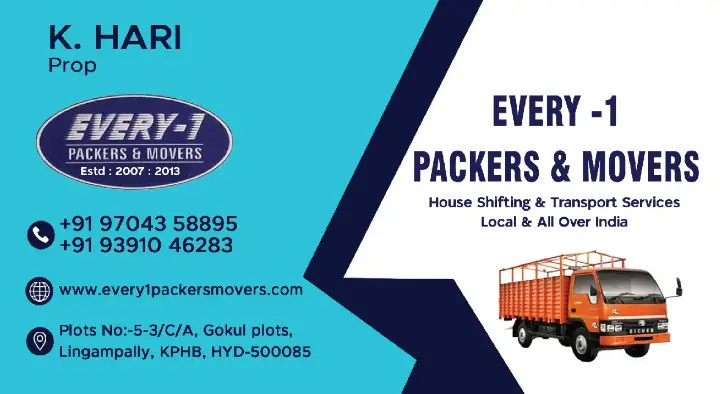 Transport Contractors in Contact : Every 1 Packers and Movers in Lingampally