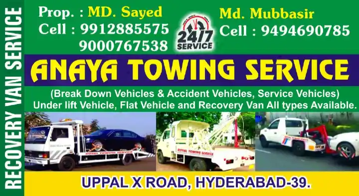 Anaya Towing Service in Uppal, Hyderabad