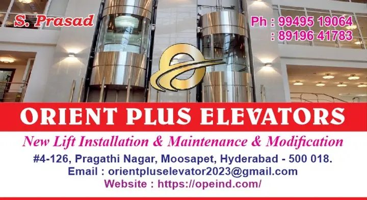 elevators and lifts in Hyderabad : Orient Plus Elevators in Moosapet