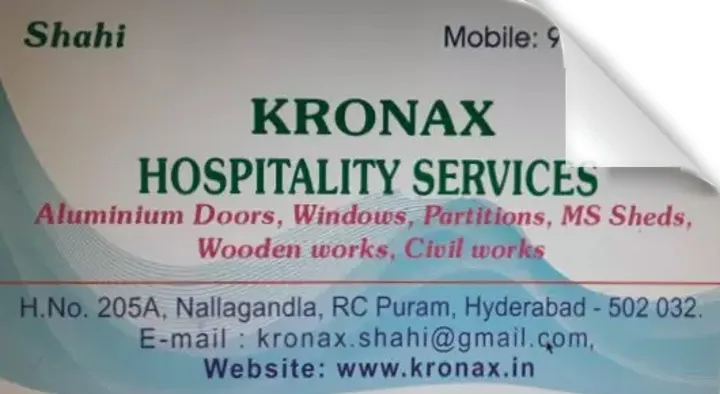 Aluminium Doors Windows And Partition Works in Hyderabad  : Kronax Hospitality Services in RC Puram