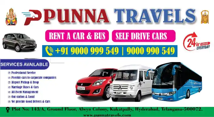 Self Drive Car Rental Agencies in Hyderabad  : Punna Travels in Kukatpally