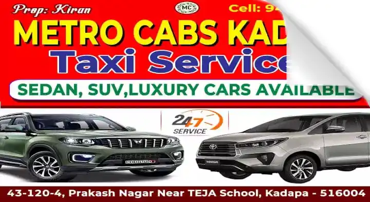 Innova Crysta Car Services in Kadapa  : Metro Cabs Kadapa in Prakash Nagar