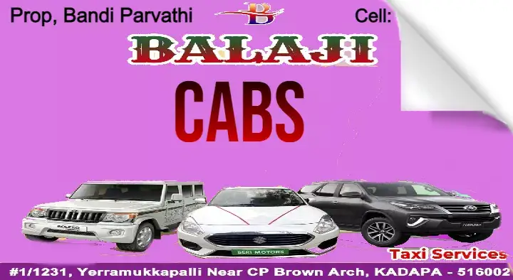 Cab Services in Kadapa  : Balaji Cabs in Yerramukkapalli