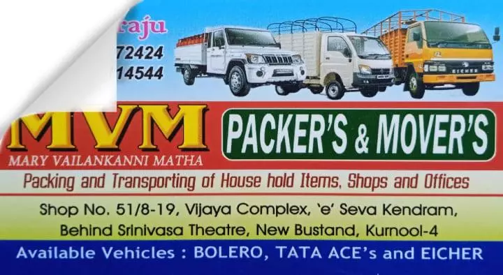 MVM Packers and Movers in New Bus Stand, Kurnool