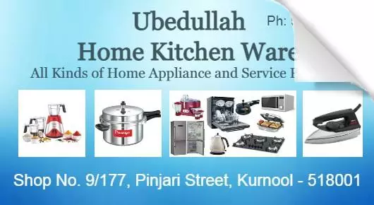 Ubedullah Home Kitchen Ware in Pinjari Street, Kurnool