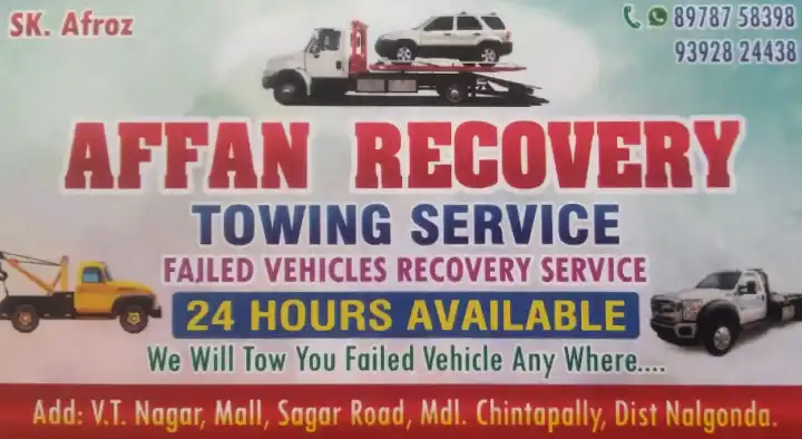 Accident Vehicle Recovery Service in Bhadradri_Kothagudem  : Affan Recovery Towing Service in Chintapally