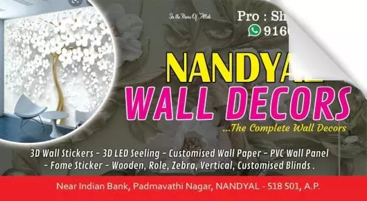 3D Customised Wall Paper Dealers in Nandyal  : Nandyal Wall Decors in Padmavathi Nagar
