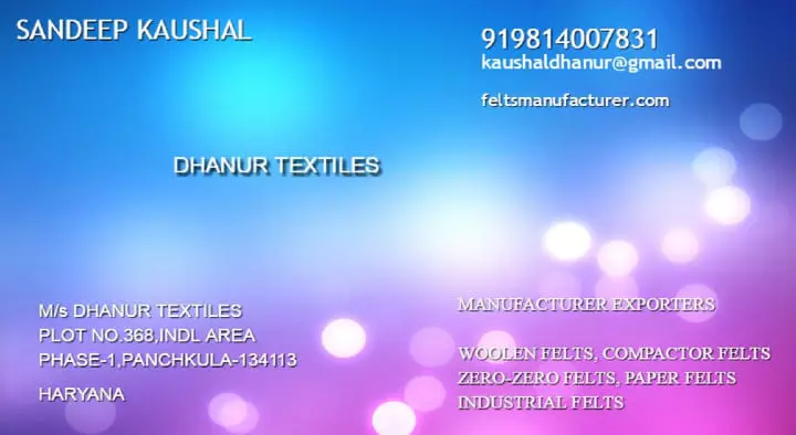 Textiles Manufacturers And Suppliers in Panchkula  : DHANUR TEXTILES in Industrial Area