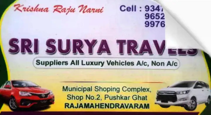 Car Rental Services in Rajahmundry (Rajamahendravaram) : Sri Surya Travels in Pushkar Ghat