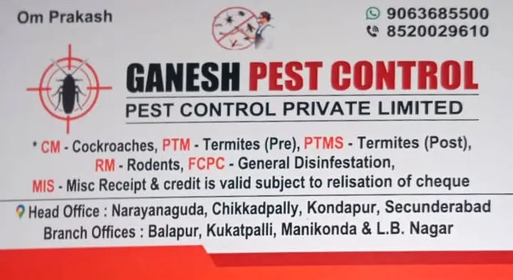 Ganesh Pest Control in Kondapur, Secunderabad