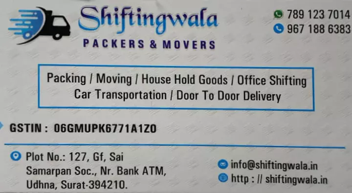 Shiftingwala Packers and Movers in Udhna, Surat