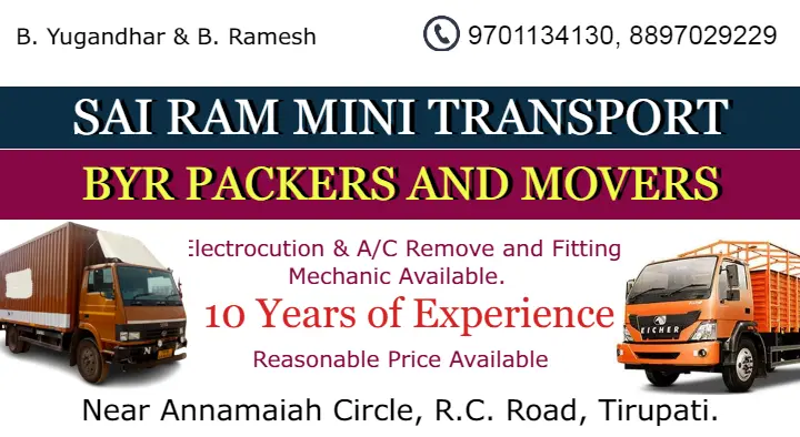 Sai Ram Mini Transport and BYR Packers and Movers in RC road, Tirupati