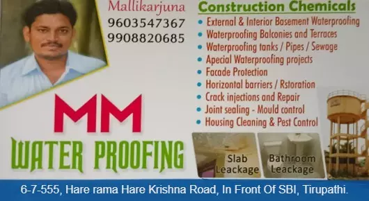 Building Water Leakage Services in Tirupati  : MM Water Proofing in Hare Rama Hare Krishna Road