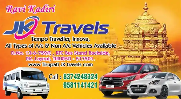 Mini Bus For Hire in Tirupati  : JK Travels in PK Layout