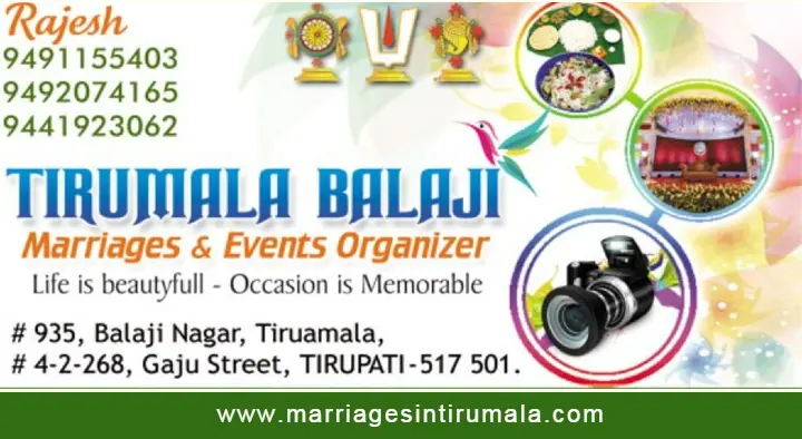 Tirumala Balaji Marriage and Events Organizer in Gaju Street, Tirupati