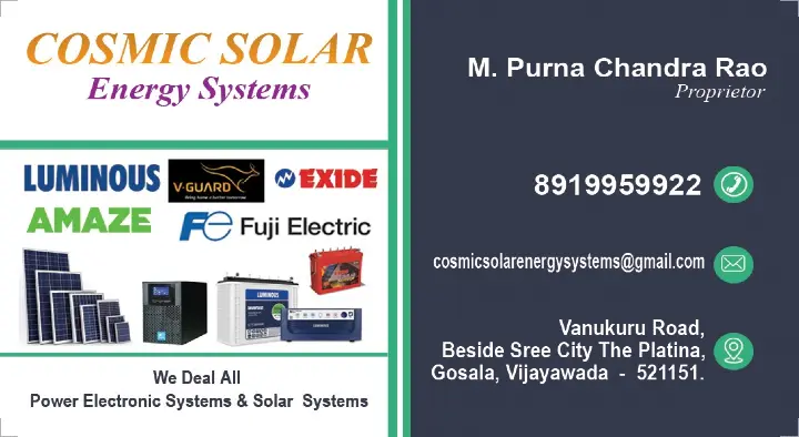 Cosmic Solar Energy Systems in Vanukuru Road, Vijayawada