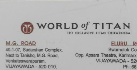 Watch Shops in Vijayawada (Bezawada) : World of Titan in Benz Circle