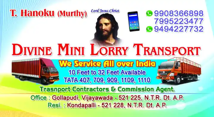 lorry transport services in Vijayawada : Divine Mini Lorry Transport in Gollapudi