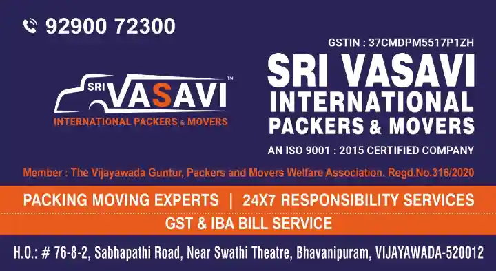 Sri Vasavi International Packers and Movers in Bhavanipuram, Vijayawada