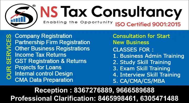Tax Consultants Services in Vijayawada (Bezawada) : NS Tax consultancy in Bus Stand