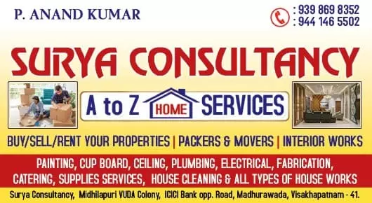 Packers And Movers in Visakhapatnam (Vizag) : Surya Consultancy in Madhurawada