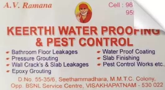 Waterproof Works in Visakhapatnam (Vizag) : KEERTHI WATER PROOFING AND PEST CONTROL in Seethammadhara