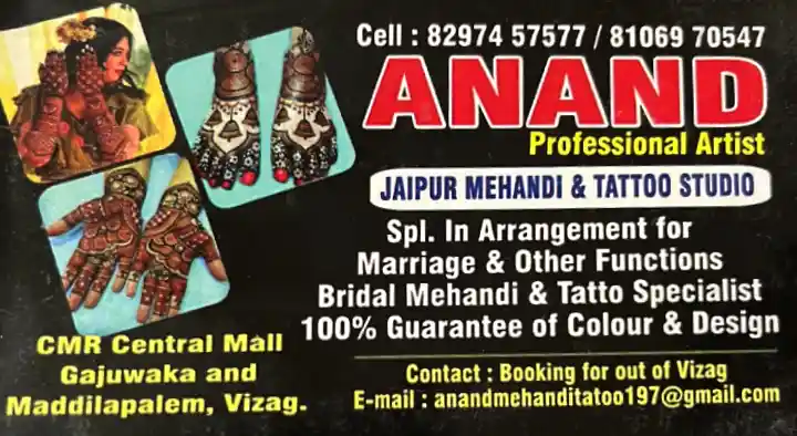 Anand Professional Artist (Jaipur Mehendi and Tattoo Studio) in Maddilapalem, Visakhapatnam (Vizag)