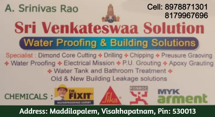 Pu Grouting in Visakhapatnam (Vizag) : Sri Venkateswaa Solution ( Water Proofing and Building Solutions) in Maddilapalem