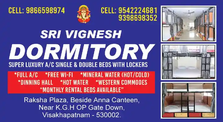 Sri Vignesh Dormitory in KGH road, Visakhapatnam