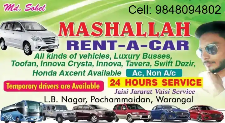 self drive car rental agencies in Warangal : Mashallah Rent- A-Car in LB Nagar