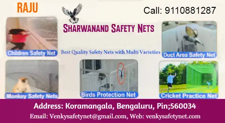 birds protection safety net dealers in Bengaluru : Sharwanand Safety Nets in Koramangala