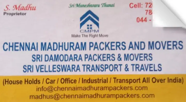 Chennai Madhuram Packers and Movers in Kolathur