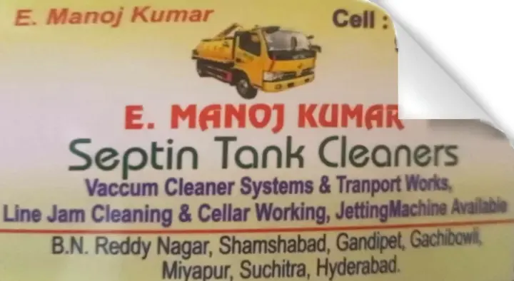 Septic Tank Cleaning Service in Hyderabad  : Manoj Kumar Septic Tank Cleaners in Miyapur