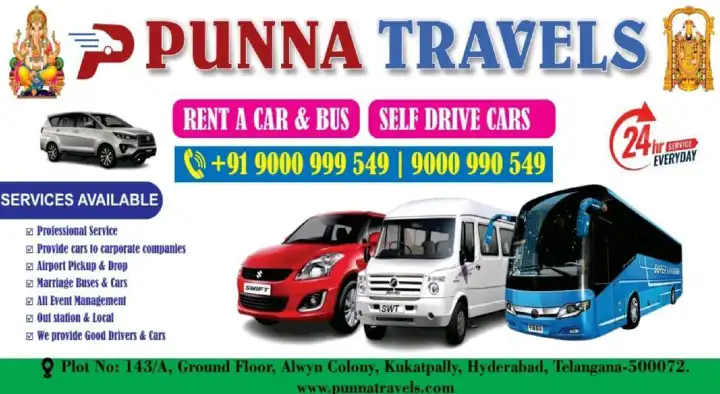 Self Drive Car Rental Agencies in Hyderabad  : Punna Travels in Kukatpally