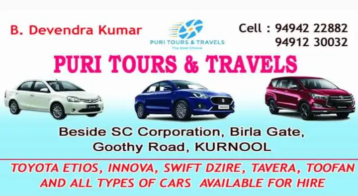 Puri Tours And Travels in Goothy Road, Kurnool